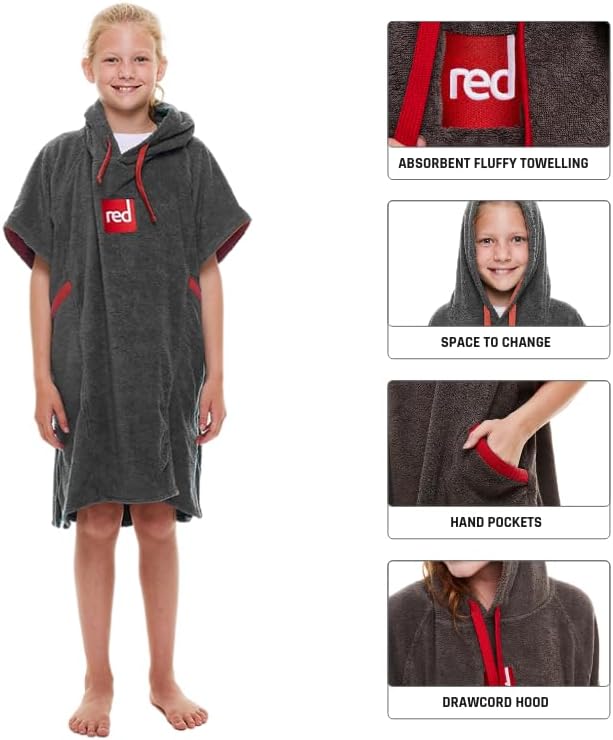 Red Paddle Co Unisex-Jugendliche Luxuriöser Frottee Bademantel, Schwarz, Für Kinder