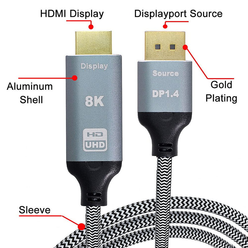 xiwai DisplayPort 1.4 Quelle auf HDMI 2.0 Display 8K UHD 4K DP auf HDMI Stecker Monitorkabelanschlus