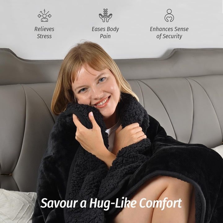 Wemore Sherpa Fleece Weighted Blanket für Erwachsene, 15 lbs Dual Sided Cozy Fluffy Heavy Decke, Ult