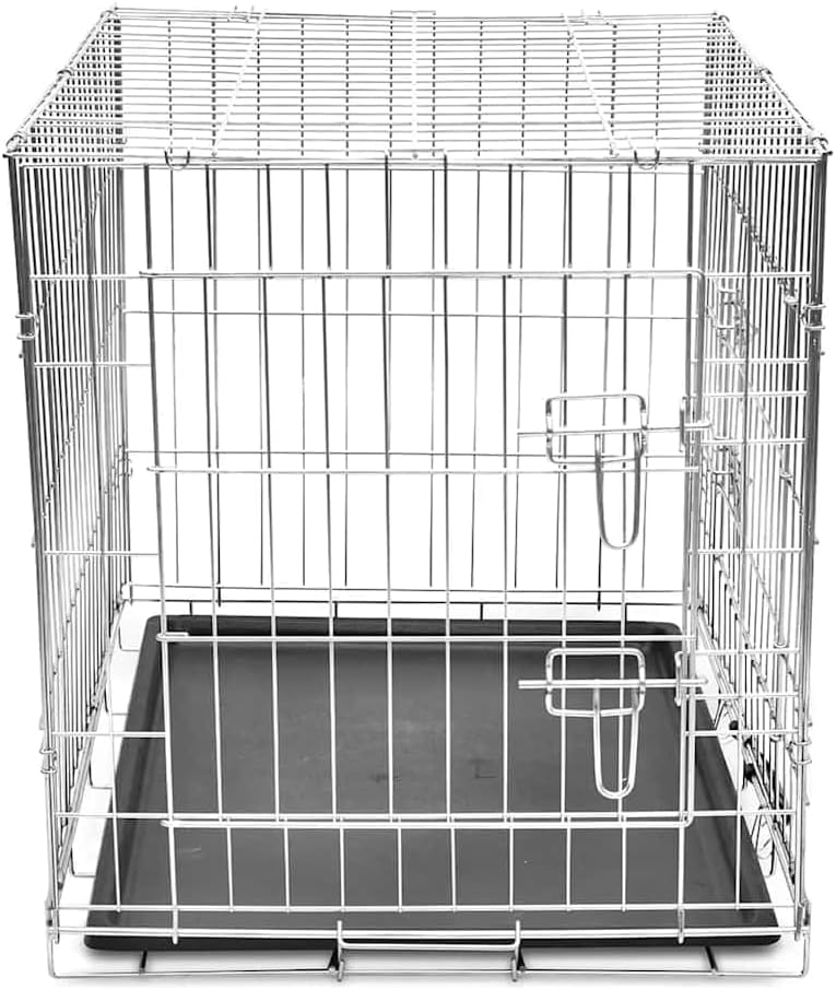 Faltbare Hundebox Metall L mit 2 Türen, galvanisierter Stahl, 95 x 56 x 64 cm, klappbar, transportab