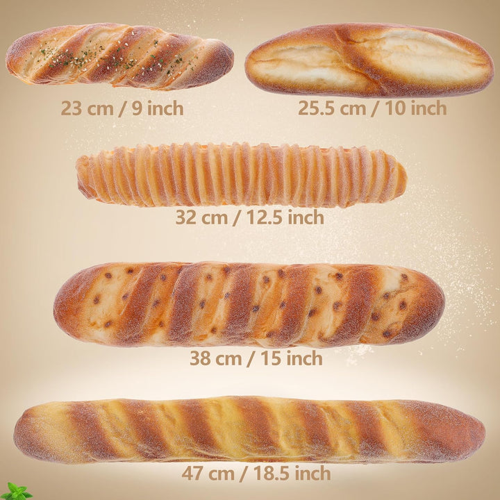 Gresorth 5 Stück Gross Realistisch Gefälschte Brot Satz Künstliche Lebensmittel für Dekoration Heim