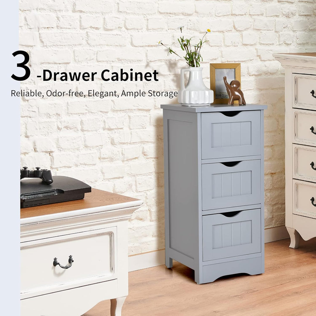 Giantex Badezimmerschrank mit Erde, selbsttragender Spaltenschrank, mit 4/3 Schubladen, Aufbewahrung