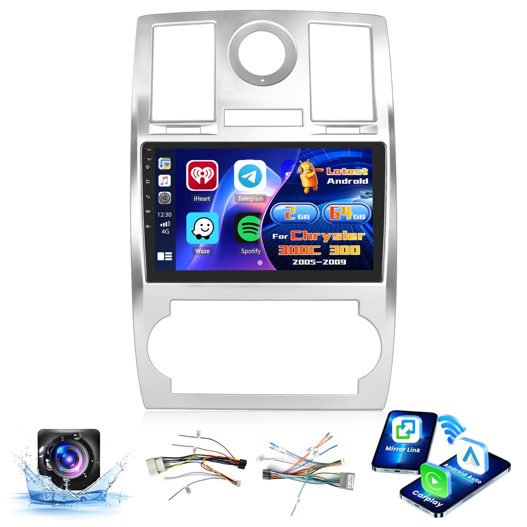 Android 15 Radio für Chrysler 300C 300 2005-2009 2+64G mit Wireless CarPlay Android Auto, 9 Zoll Bil