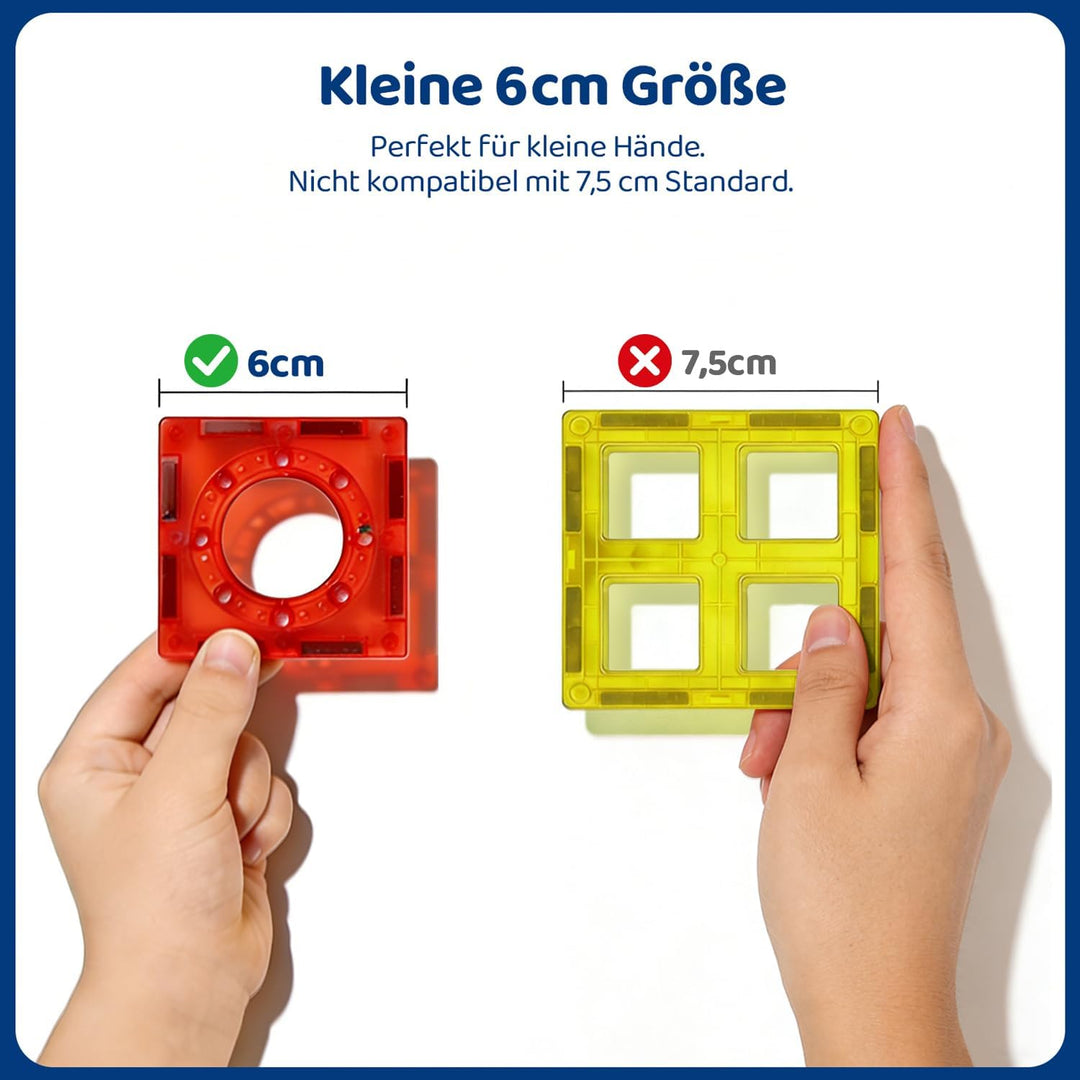 Magnetbausteine Kugelbahn in Regenbogenfarben mit 60 Teilen, Kleine 6cm Grösse, Lernspielzeug für Ki