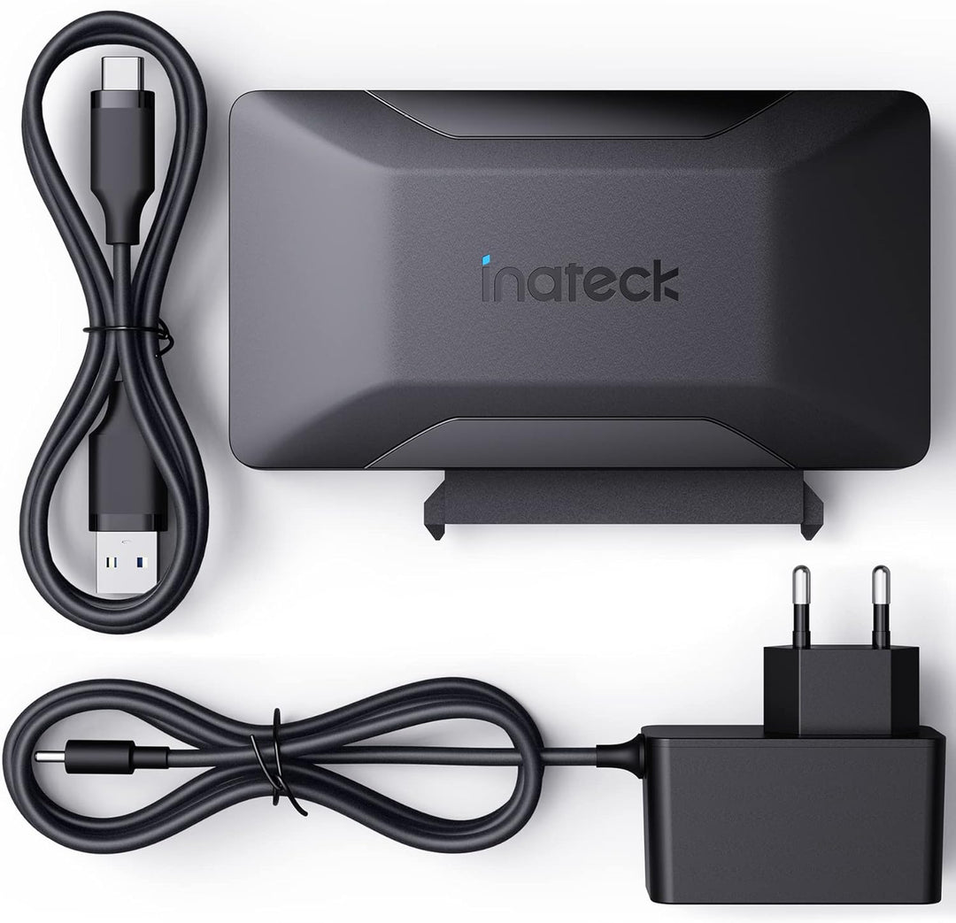 Inateck SATA USB Adapter, USB 3.2 Gen 2 Festplattenadapter für 2.5/3.5 Zoll SSD/HDD, 12V/2A Netzteil