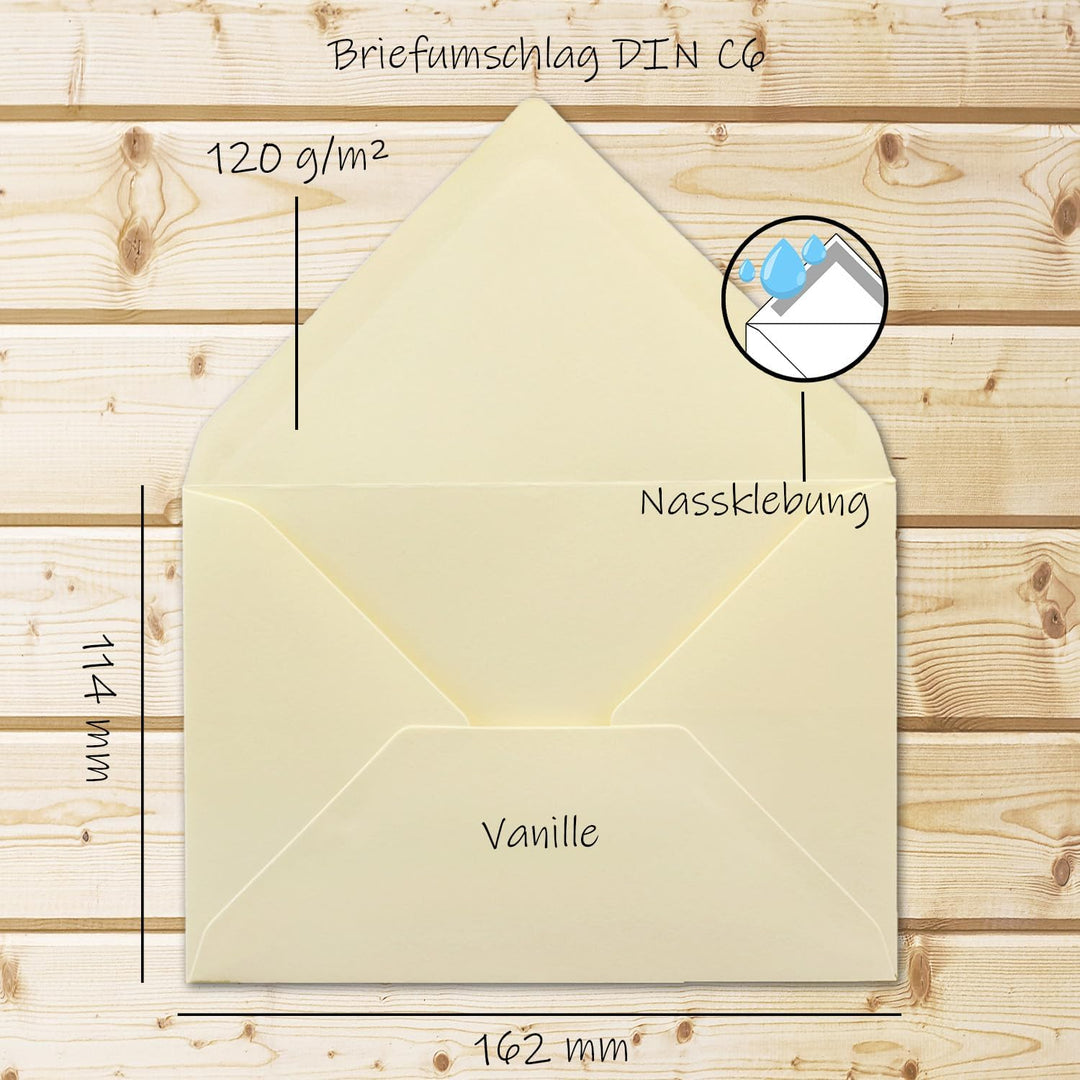 Faltkarten SET mit Brief-Umschlägen DIN A6 / C6 in Vanille - 75 Sets - 14,8 x 10,5 cm - Serie Farben