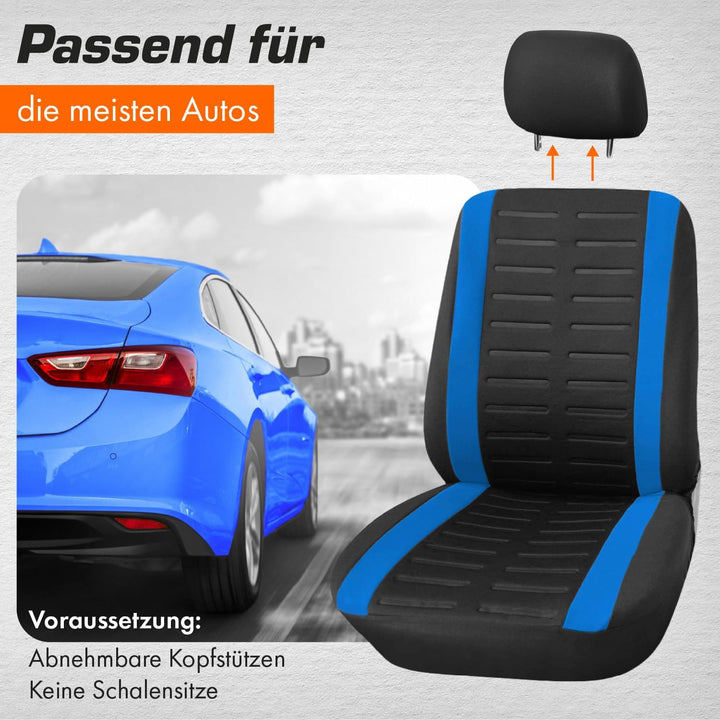 Upgrade4cars Autositzbezüge Set Universal | Auto-Schonbezüge für die Vordersitze &amp; Rückbank in Blau