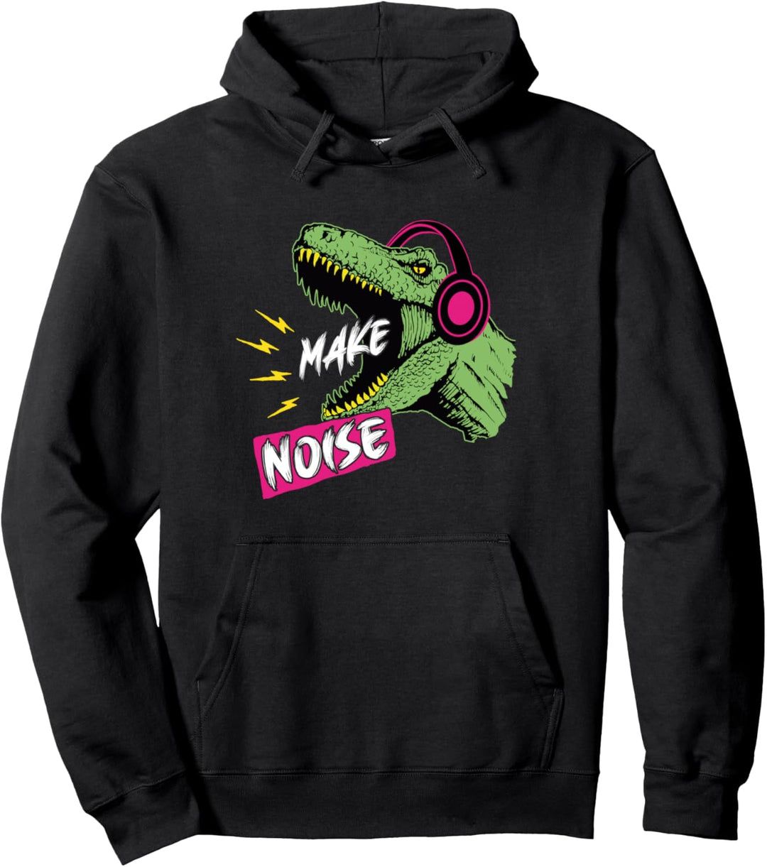 Trex mit Kopfhörer Bass Lärm Musik musikalischer Dino Pullover Hoodie
