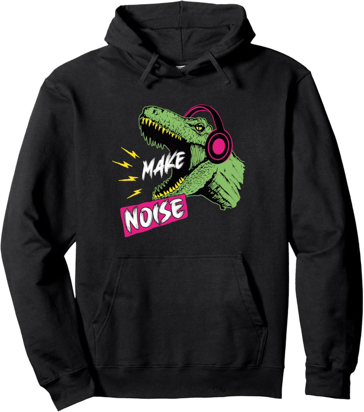 Trex mit Kopfhörer Bass Lärm Musik musikalischer Dino Pullover Hoodie