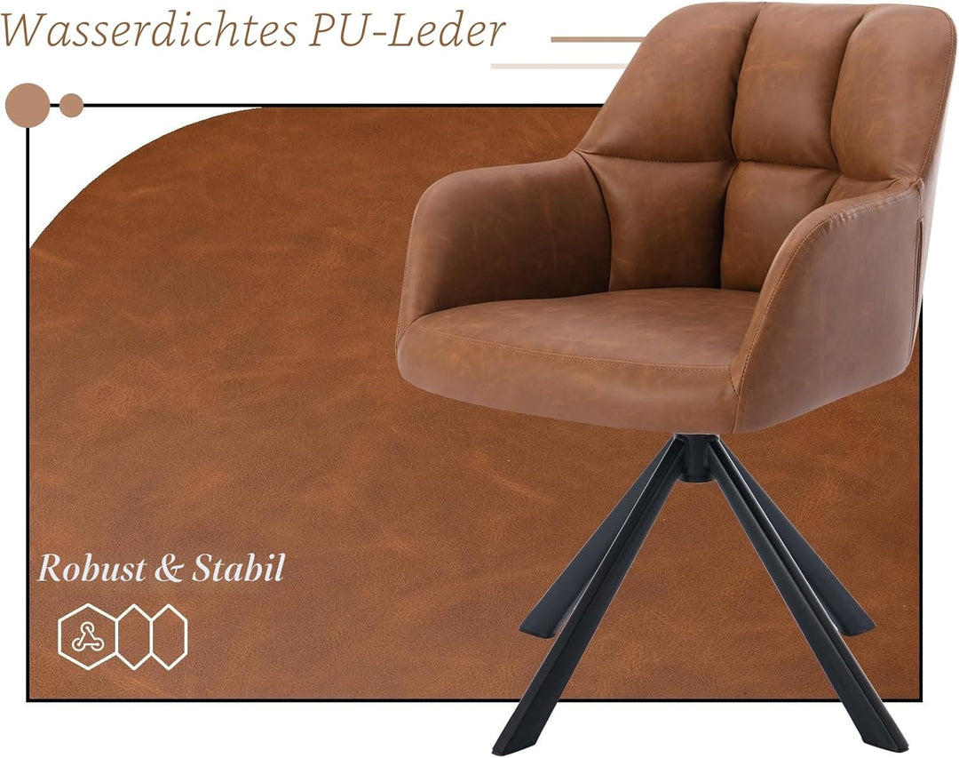 chairus Schreibtischstuhl PU Leder Bürostuhl 360° Drehbar Schreibtischstuhl Sessel für Arbeitszimmer