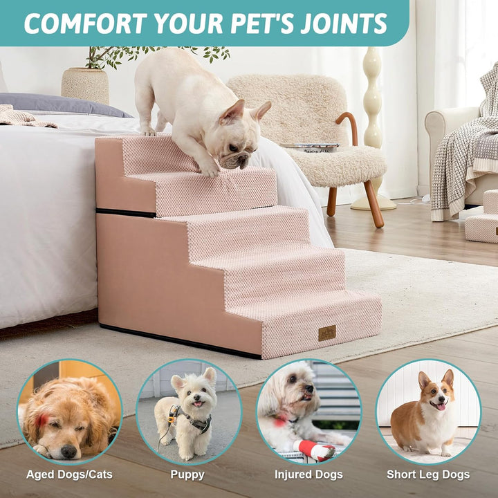 COZY KISS Hundetreppe für Kleine Hunde 60cm, 2-in-1 Haustiertreppe für Couch Bett Sofa, rutschfeste