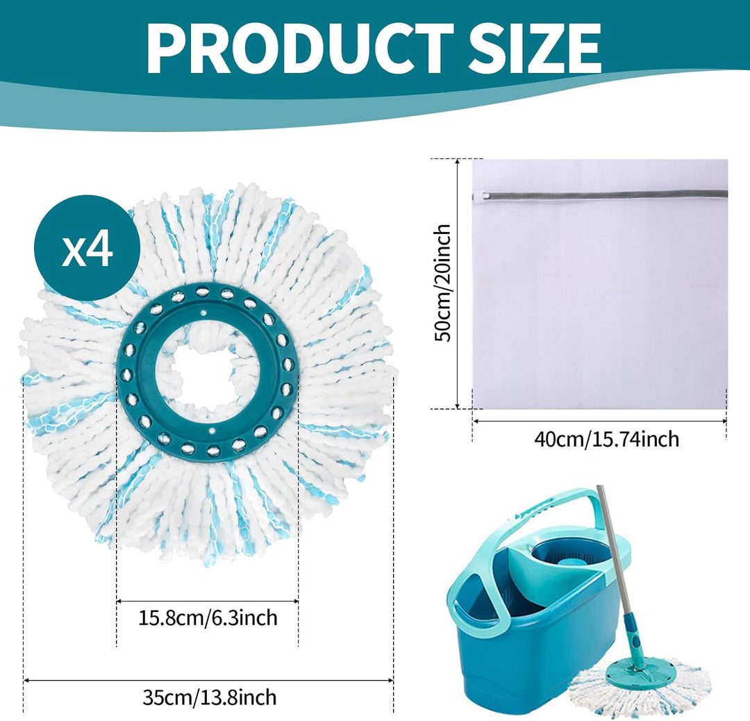 Clean Twist Disc Mop, 4 Stück Wischmop Ersatzbezug Kompatible Ersatzmoppköpfe Ersatzkopf für Leifhei
