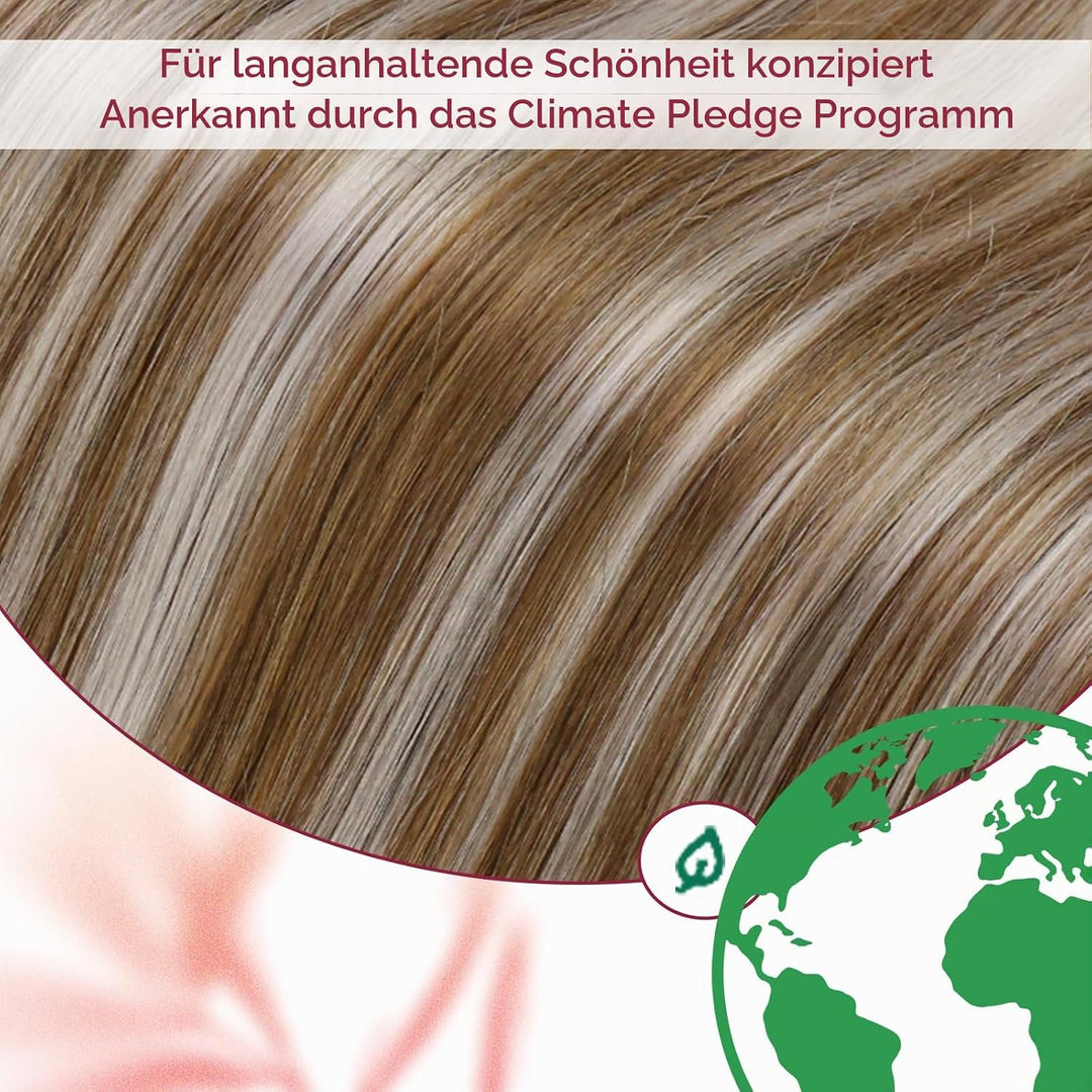 Vivien 25cm Clip in Extensions Echthaar Blond Hellbraun Mit Platinblond #P8/60 Clip in Extensions Ec