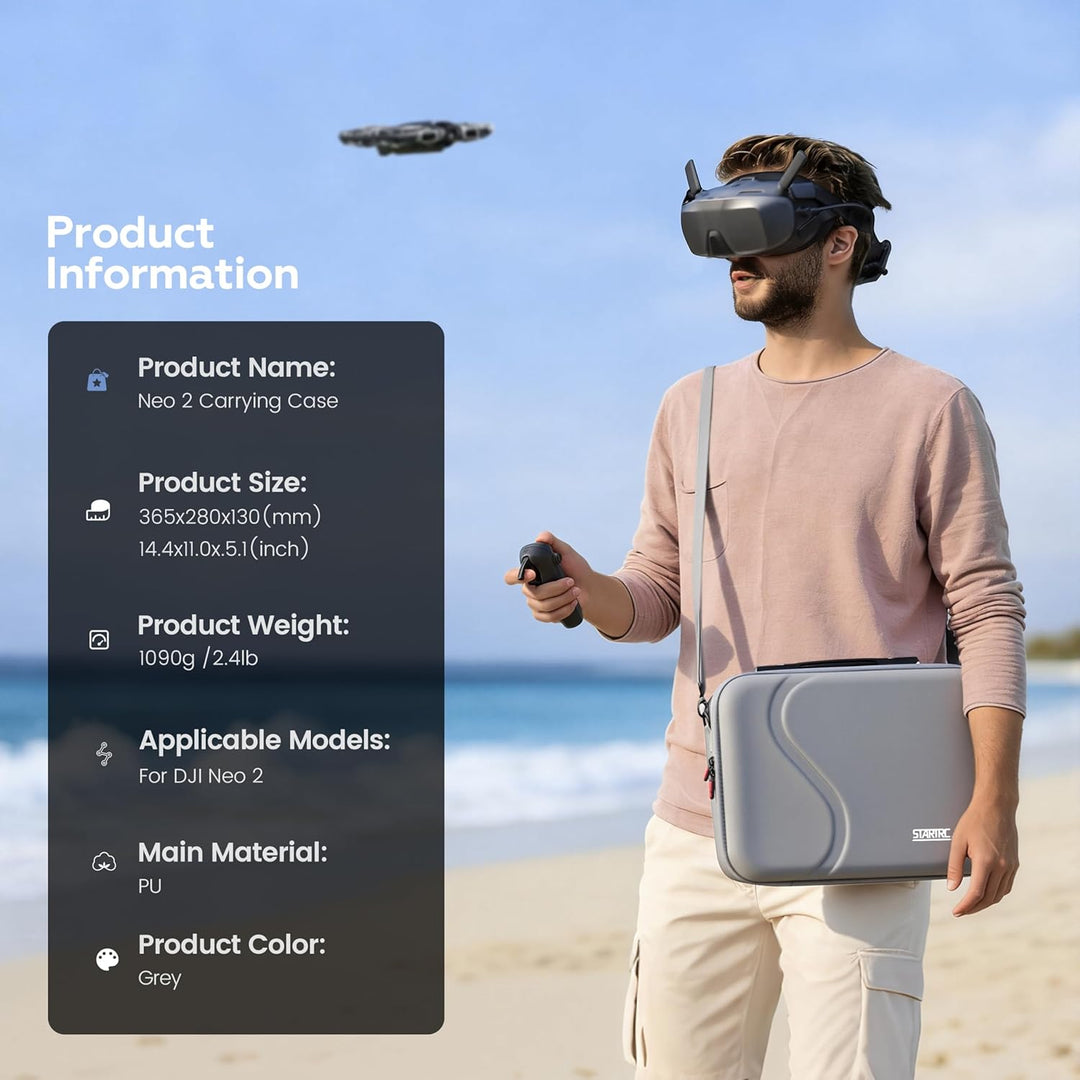 STARTRC Tasche für Neo 2 und Goggles N3 Zubehör, Tragbar PU Tragetasche für DJI Neo 2 Motion Fly Mor