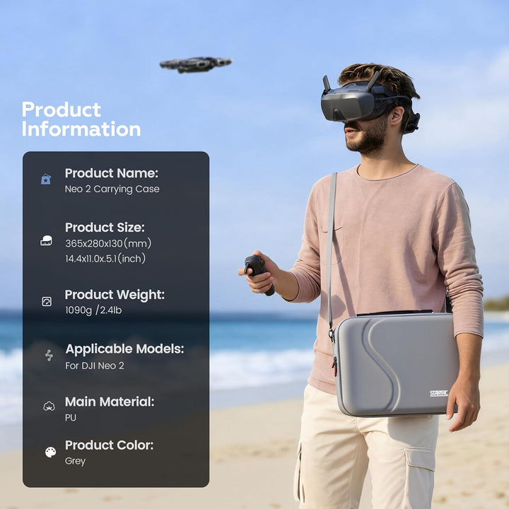 STARTRC Tasche für Neo 2 und Goggles N3 Zubehör, Tragbar PU Tragetasche für DJI Neo 2 Motion Fly Mor