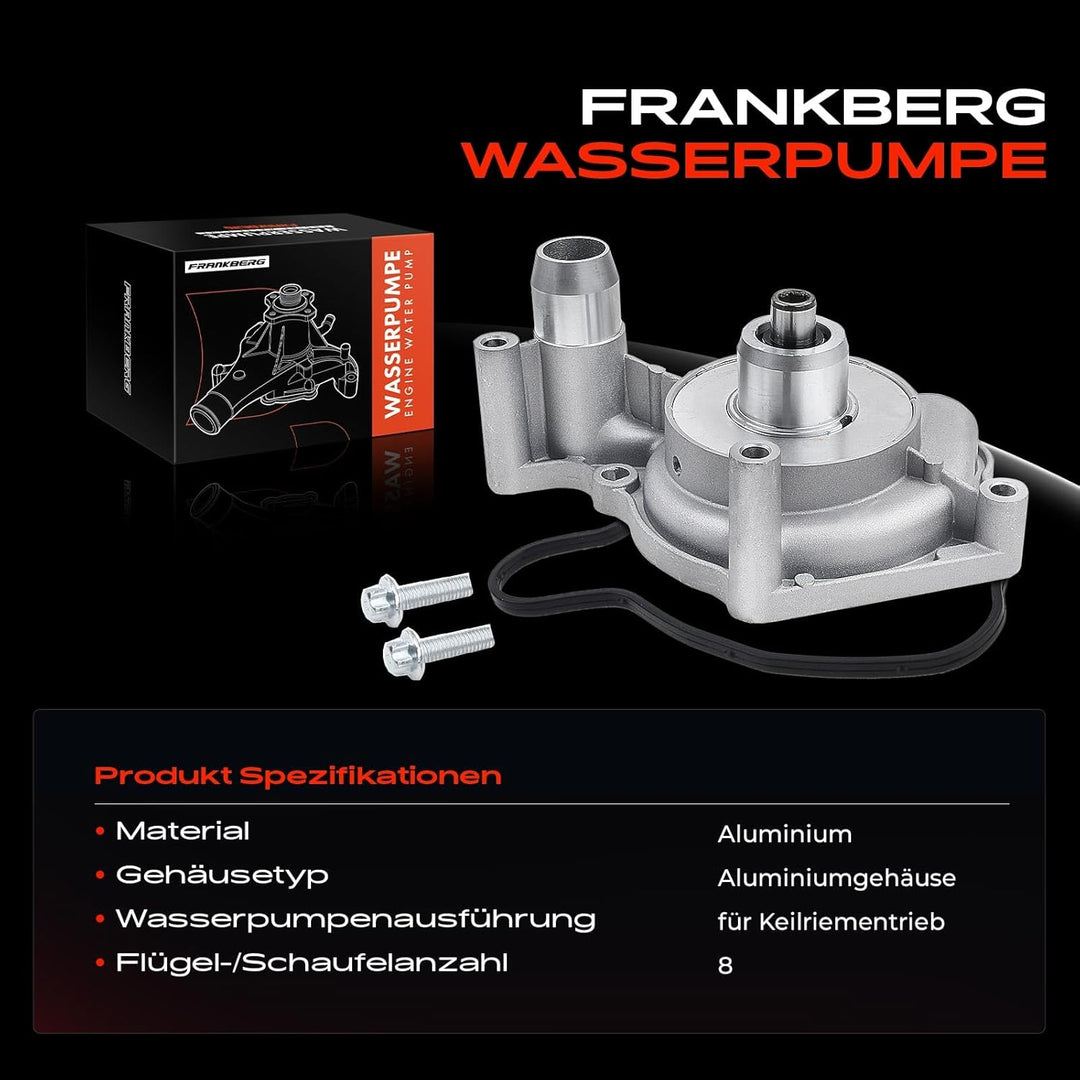 Frankberg Wasserpumpe Kompatibel mit A4 8E2 8EC B7 8E5 8ED B6 B7 8H7 4.2L 2003-2008 A6 4F2 4F5 C6 4.