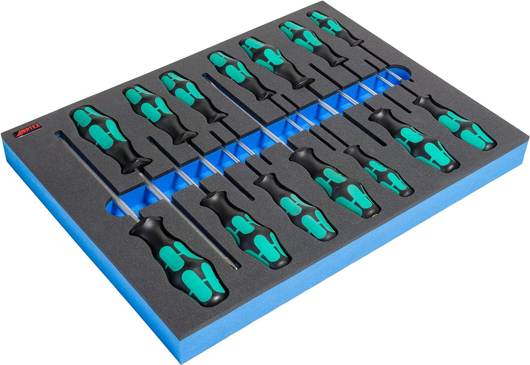 APTEX Schaumeinlage passend für Wera Schraubendreher Set Big Pack 300 Kraftform 14 teilig 300x400x35