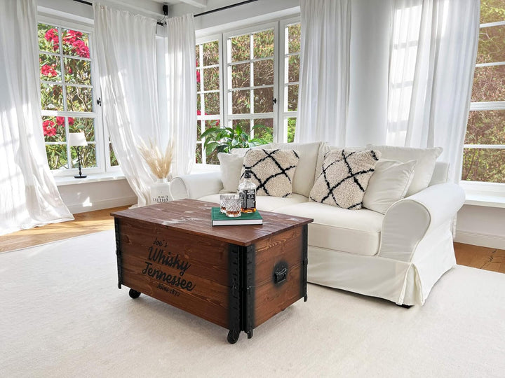 Uncle Joe´s Couchtisch XL Whisky Truhentisch Truhe im Vintage Shabby chic Style aus Massiv-Holz in b