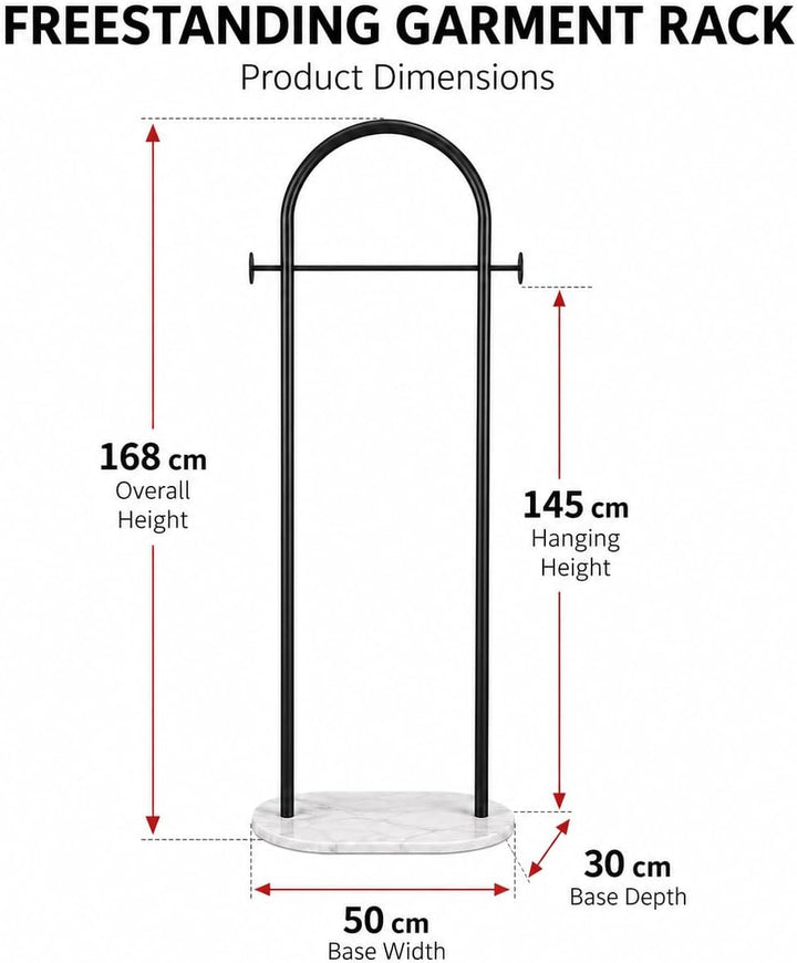 Small Clothes Rail Kleiderständer mit Marmorsockel, Heavy Duty Coat Rail Freistehend für Schlafzimme
