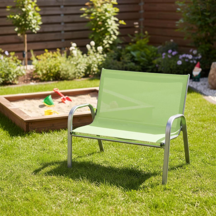 Hline Kinderbank Gartenbank für 2 Kinder 2-Sitzer Bank (Grün), Grün