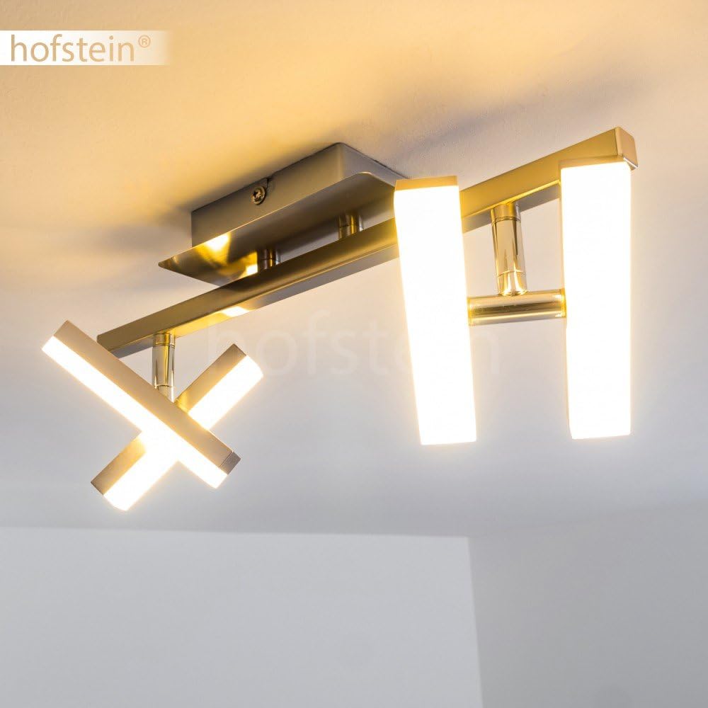 LED Deckenleuchte Sakami, Deckenleuchte in Nickel-matt, 4-flammig, mit 4 verstellbaren Strahlern, je