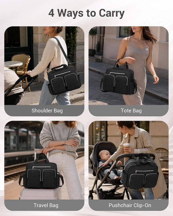 KONO Baby Wickeltasche Windeltasche zum Aufhängen am Kinderwagen, Grosse Reisetasche mit Isolierten