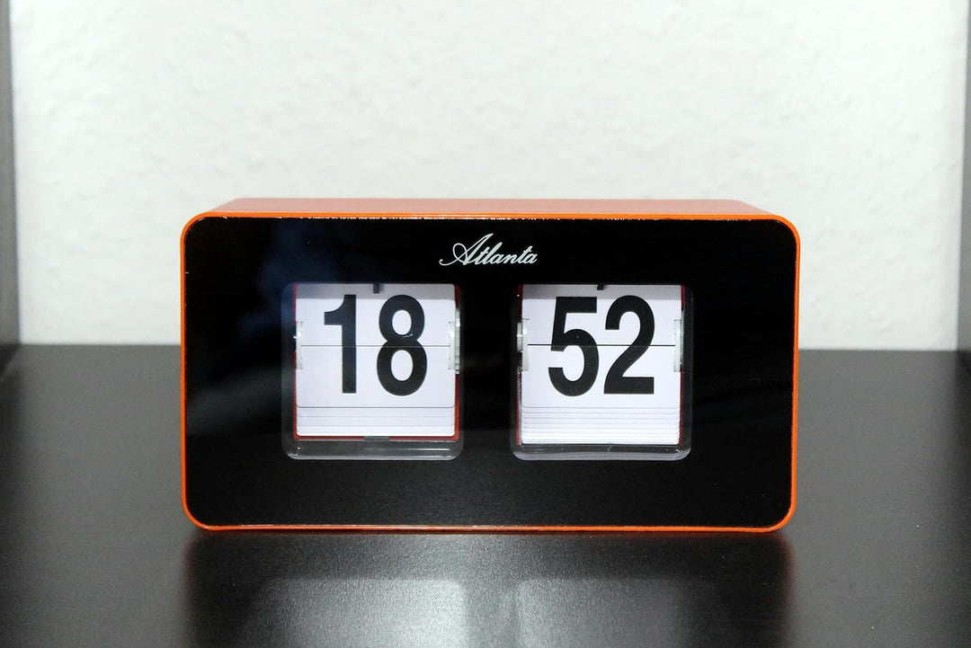 Atlanta Moderne Tischuhr Quarz mit Retro Flip Anzeige - 4464 (Orange/Schwarz) Gelb/Schwarz, Gelb/Sch