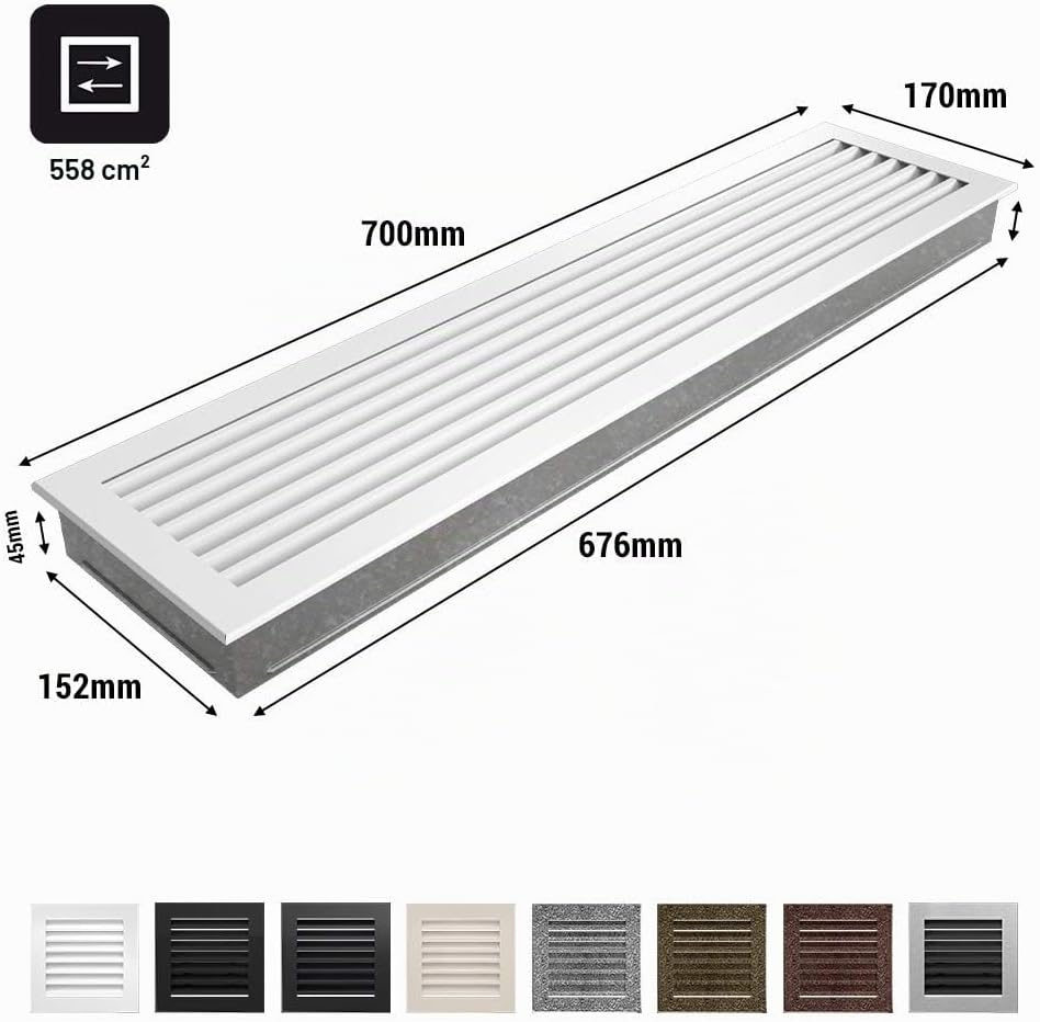 KRATKI Lüftungsgitter Kamingitter Fresh 17cm x 70cm Graphit 17 x 70 cm Graphit, 17 x 70 cm Graphit
