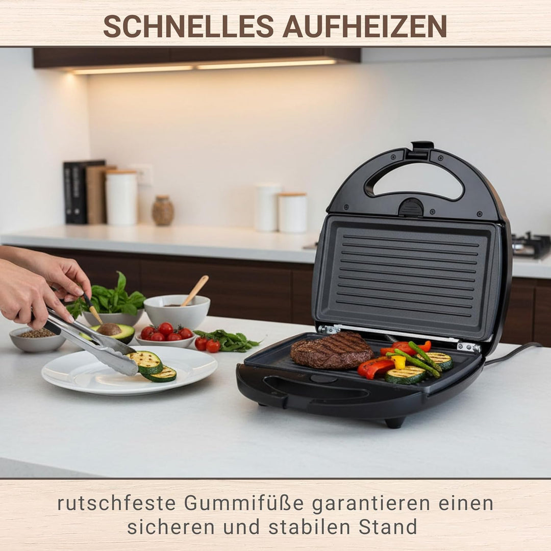 Syntrox Germany Grill Maker Chefmaker SM-1300W Grill mit herausnehmbaren Backplatten