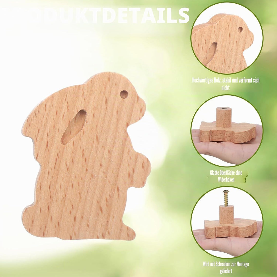 Qunclay Holzknäufe mit Tiermotiven, dekorative Holz-Kommodenknöpfe Schrauben, Kommode, Ziehen, Holz,