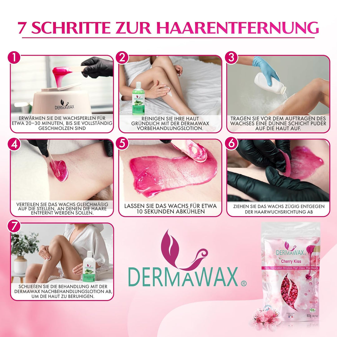 Dermawax Vegan Hartwachs Waxing Perlen zur Haarentfernung Brazilian Waxing Gesicht Intim Beine Bikin