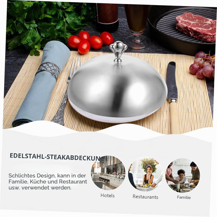 HEMOTON Edelstahl Speiseglocke Tellerglocke 22. 5cm Topfdeckel Teppanyaki Deckel Lebensmittel Abdeck