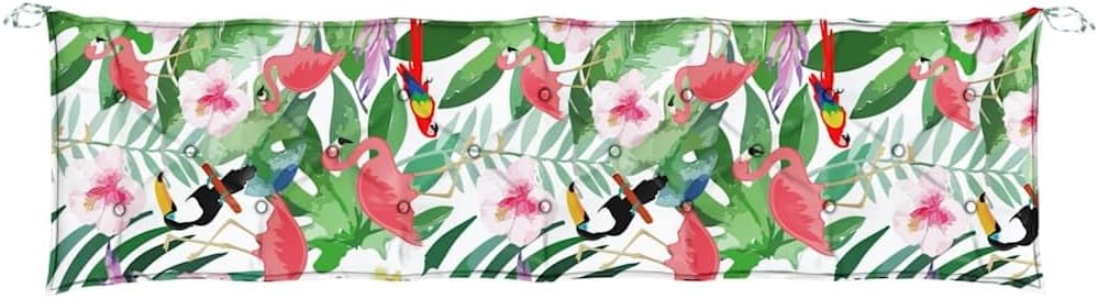 vidaXL Gartenbank-Auflagen 2 STK. Mehrfarbig 200x50x7 cm Stoff 200 cm Grün und Rosa, 200 cm Grün und