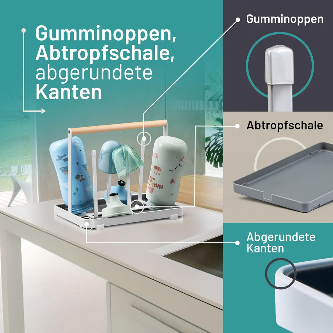 D&D Living® All-in-One Flaschenhalter für SodaStream - Abtropfgestell für Flaschen Aller Art: Duo/Cr