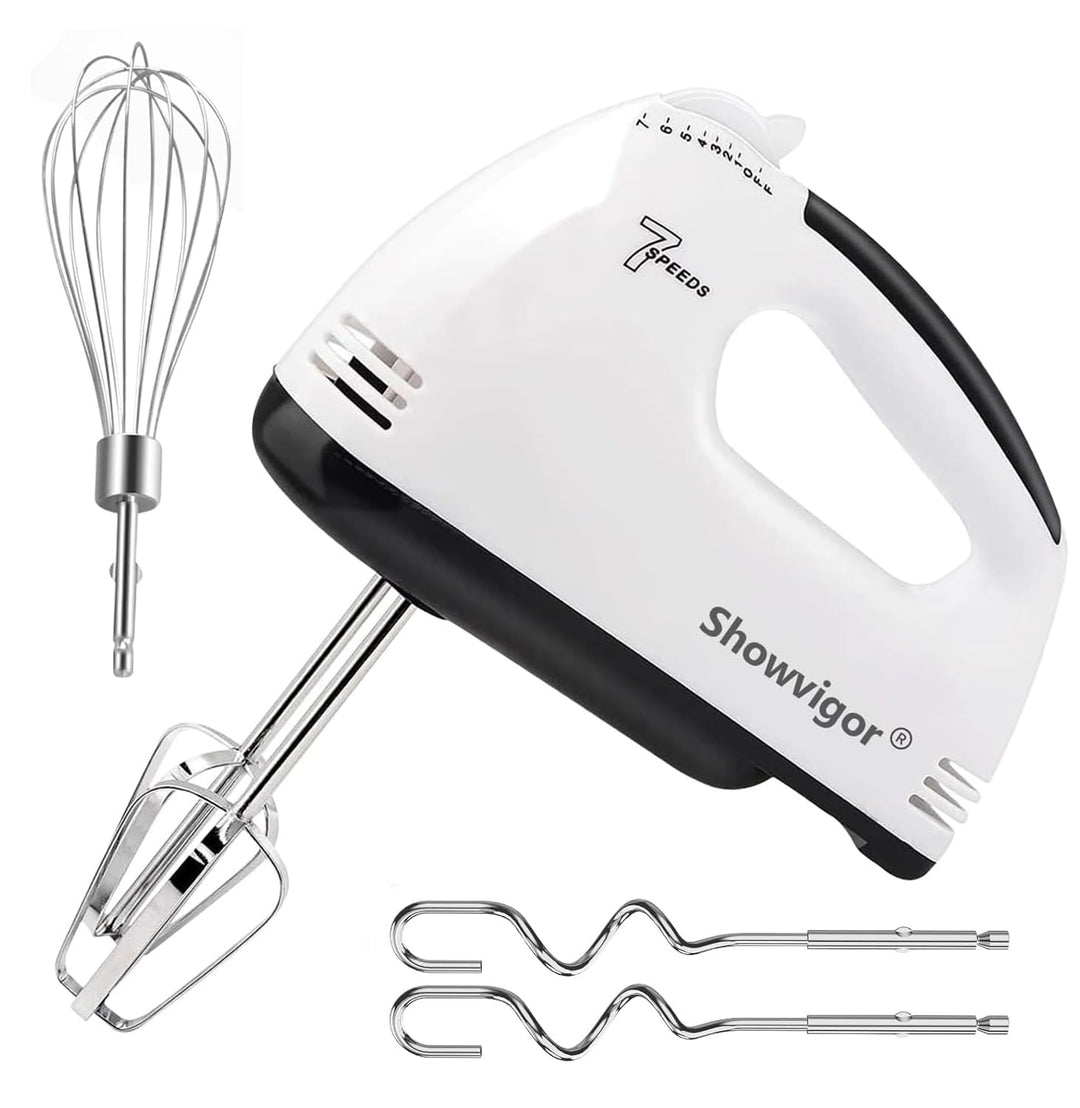 Handmixer - 7 Geschwindigkeit Tragbarer Handrührgerät mit 5 Edelstahl Zubehör, Mixer Handrührer für