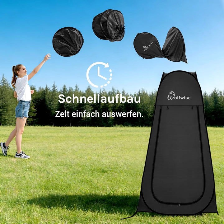 WolfWise Pop-Up Duschzelt Camping & Umkleidezelt – Kompakt & Leicht 2kg mit Tasche, Schneller Aufbau