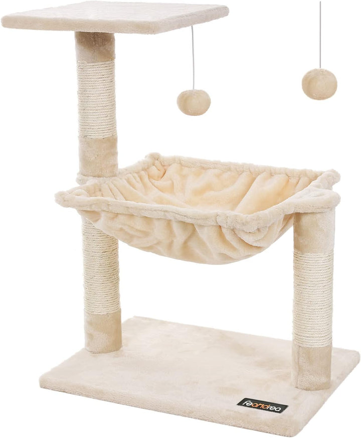 Feandrea Kletterbaum Kratzbaum mit Liegemulde 70 cm PCT82M Beige 50L x 50B x 70H cm, Beige 50L x 50B