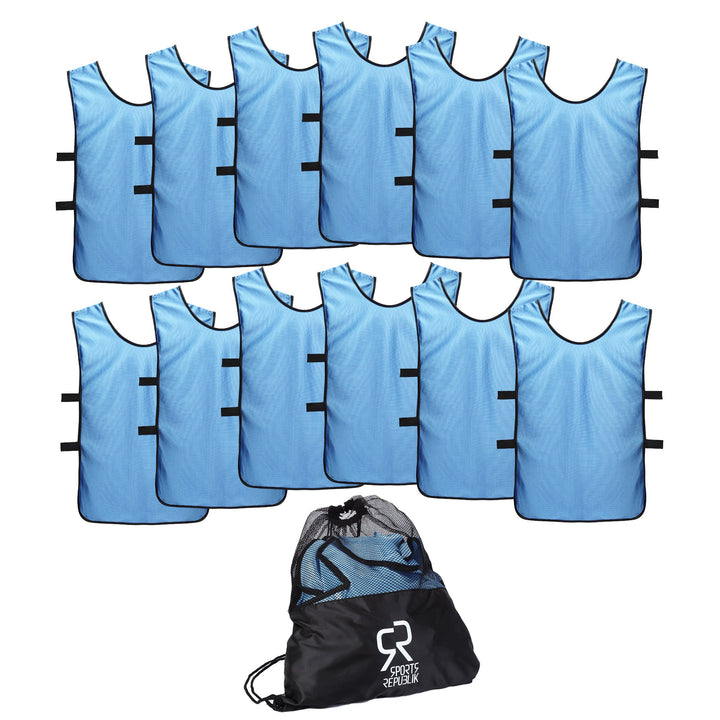 Sport Trikot Leibchen (12er Pack) - Fussball Trainingsleibchen M Licht Blau, M Licht Blau