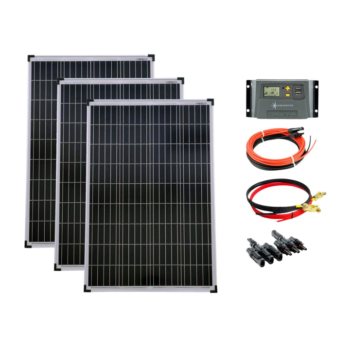 SET 3x 100W Poly Solar Modul 20A Laderegler gelb Kabel Stecker Komplettset Solarmodul Photovoltaik I