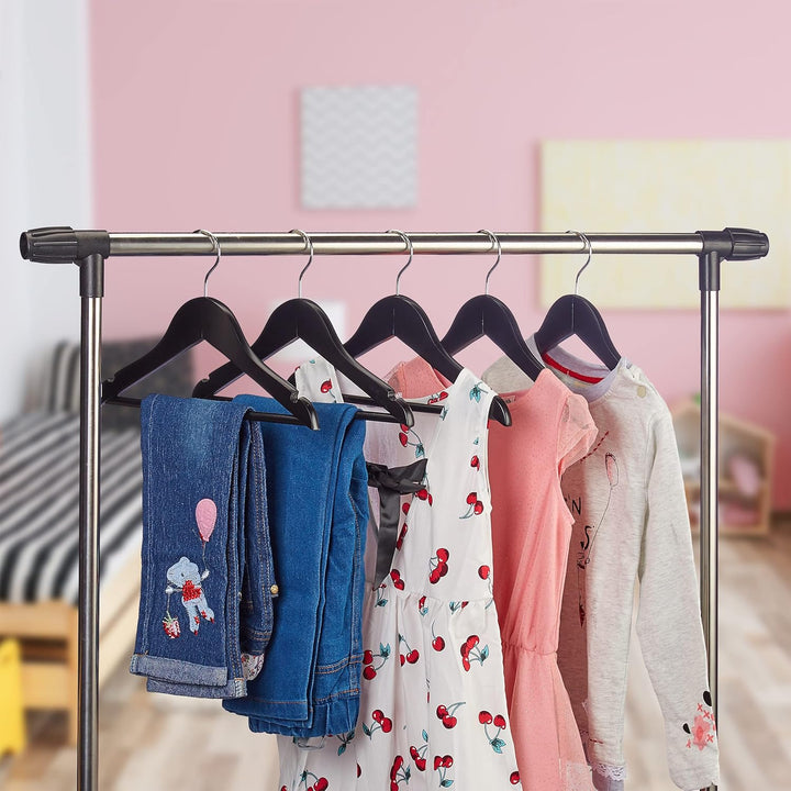 Relaxdays 60 x Kinderkleiderbügel Holz im Set, Hosenbügel für Jungen & Mädchen, drehbarer Haken, mit