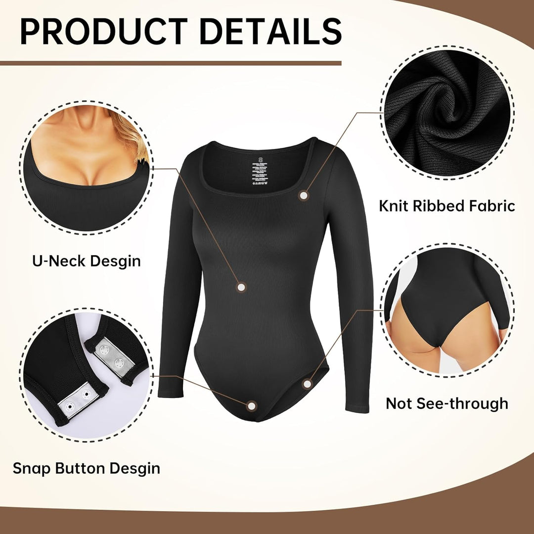 Svanco Body Damen Langarm Bodysuit Bauchweg Formende Shaping Body Shaper für Frauen Elegant Slimming