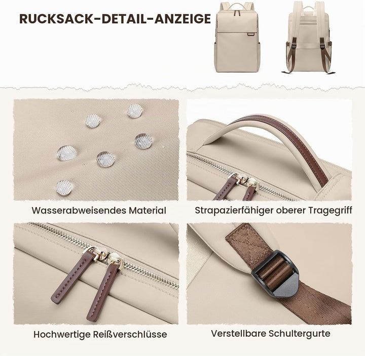 Laptop Rucksack Damen 14 Zoll, Rucksack Herren, Bussiness Rucksack Wasserdicht, Backpack Daypack für