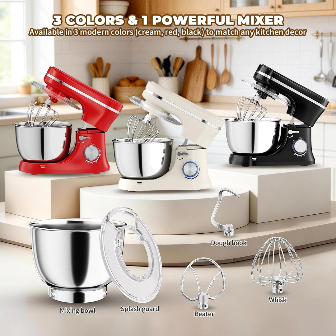 Küchenmaschine 5L – Knetmaschine mit 1000W, 8+ P Geschwindigkeiten, 3 Rührwerkzeuge, Spritzschutz, T