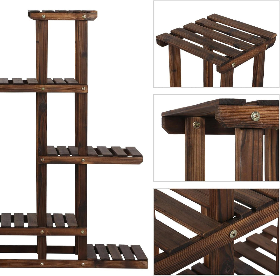 Yaheetech Pflanzentreppe 6 Ebenen Blumenregal Blumenbank Holz Regal Blumentreppe Balkon Draussen Gar