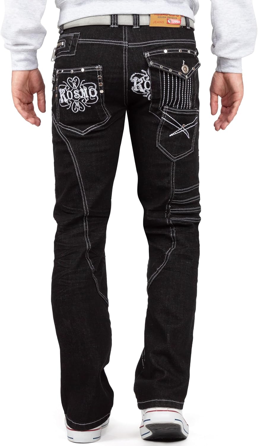 Herren Jeans - Regular-Fit mit Knopfleiste | Optimale Passform, 5-Pocket-Style, Kontrastnaht in Weis