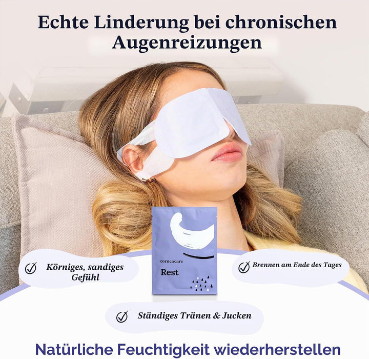 CorneaCare Ruhe: Selbsterwärmende warme Kompresse für trockene Augen, beheizte Augenmaske für schnel