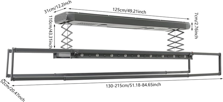 Elektrischer WäSchestäNder, Ausziehbar Deckenmontage Elektrisch WäSchestäNder mit Fernbedienung Led