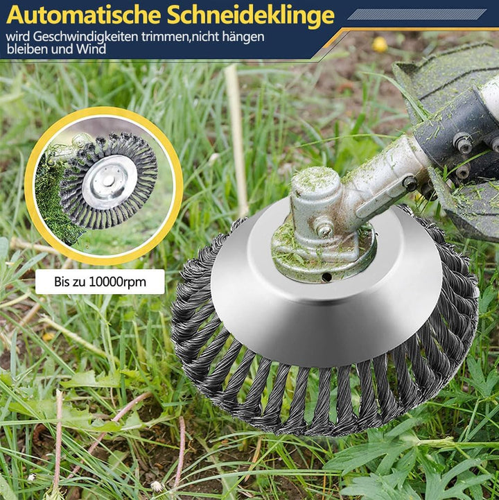 Unkrautbürste für Rasentrimmer,2 Stücke Motorsense Drahtbürste,Kegel Unkrautbuerste,Profi Unkrautbür