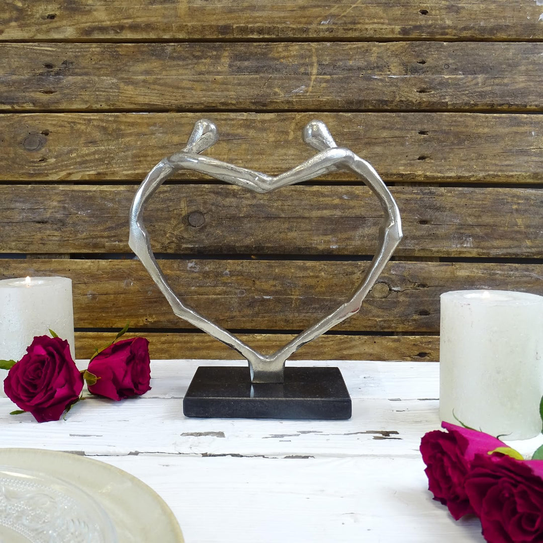 Logbuch-Verlag Paar Figur Mann und Frau aus Metall silberfarben schwarz Geschenk Liebe Hochzeit Jahr
