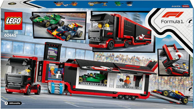 LEGO City F1 Transporter mit RB20 & AMR24 F1 Rennautos - Spielzeug Autotransporter für Red Bull & As